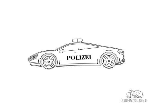 Ausmalbild Polizeiauto Rennwagen